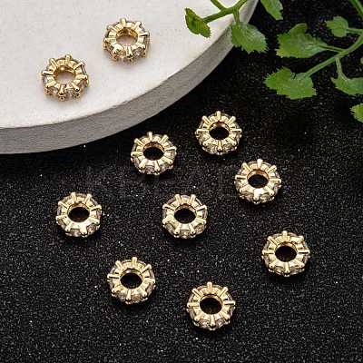 Brass Cubic Zirconia European Beads ZIRC-F001-101G-1