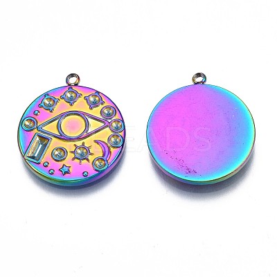 Rack Plating Rainbow Color 304 Stainless Steel Pendant Rhinestone Settings STAS-N098-037-1