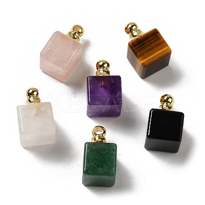 Natural Mixed Gemstone Perfume Bottle Pendants G-Z039-04G-1