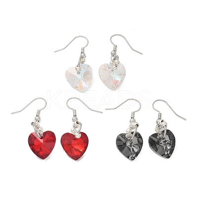 Heart Glass Dangle Earrings X-EJEW-JE01737-1
