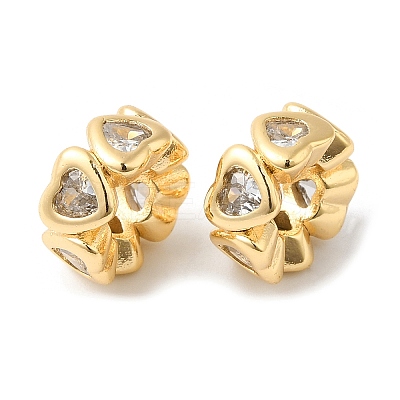 Brass Micro Pave Cubic Zirconia European Beads KK-P234-24G-1