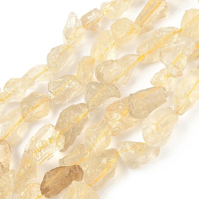 Raw Rough Natural Lemon Quartz(Heated) Beads Strands G-M453-C01-1