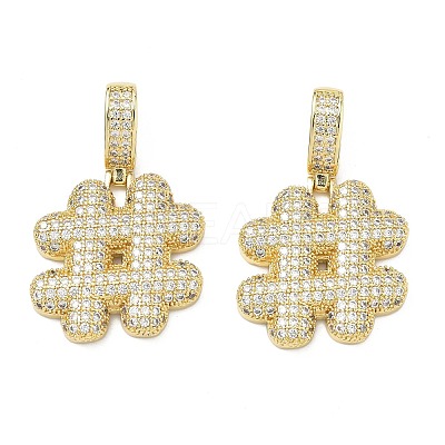 Brass Micro Pave Cubic Zirconia Pendants KK-P345-17G-05-1