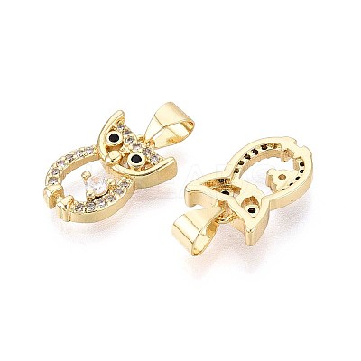 Brass Micro Pave Cubic Zirconia Pendants KK-T071-89G-1