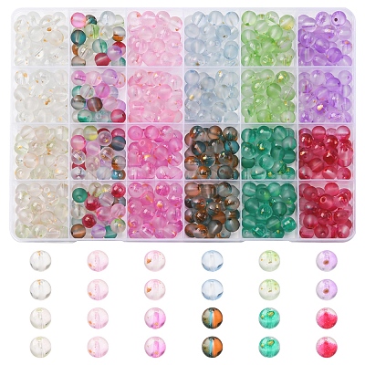 552Pcs 11 Colors Frosted Baking Paint Glass Beads DGLA-FS0001-14-1