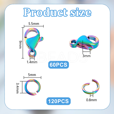 Ion Plating(IP) 304 Stainless Steel Lobster Claw Clasps STAS-PH0006-13-1