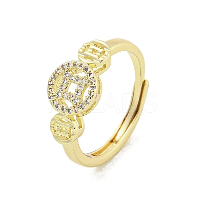 Brass Micro Pave Cubic Zirconia Adjustable Rings for Women RJEW-I103-036G-1