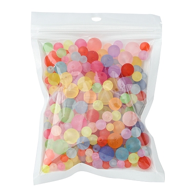 80G 4 Styles Transparent Acrylic Ball Beads FACR-FS0001-02-1