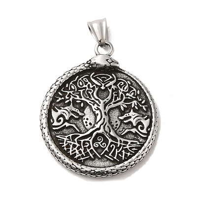 304 Stainless Steel Big Pendants STAS-D091-12AS-1