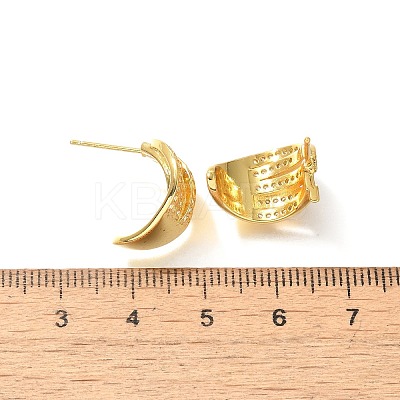 Brass Cubic Zirconia & Glass Stud Earrings EJEW-M048-02G-1
