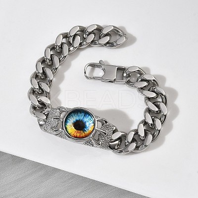 Eye 201/304 Stainless Steel Link Bracelets BJEW-F522-02P-03-1