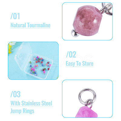 30Pcs Natural Colorful Tourmaline Dice Charms PALLOY-TA00366-1