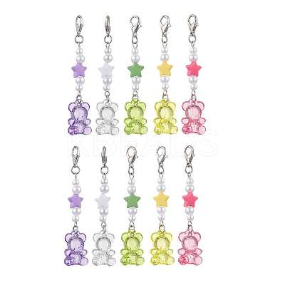 10Pcs 5 Colors Bear Acrylic Pendant Decoration HJEW-JM03100-1