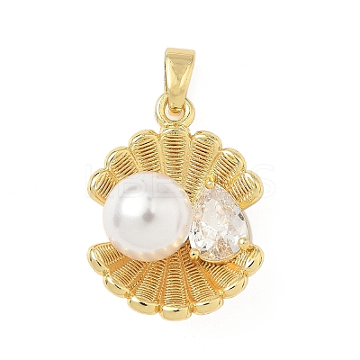Brass Pave Cubic Zirconia Pendants KK-H076-02G-1