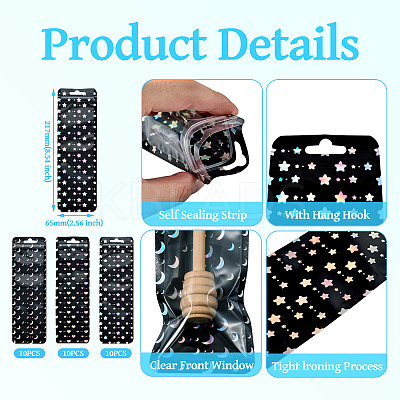 30Pcs 3 Styles Rectangle Laser Plastic Yin-yang Zip Top Gift Bags OPP-TA0001-12-1