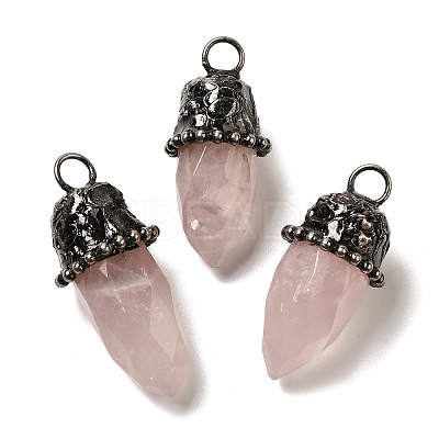 Natural Rose Quartz Pointed Pendants G-K381-02AS-02-1