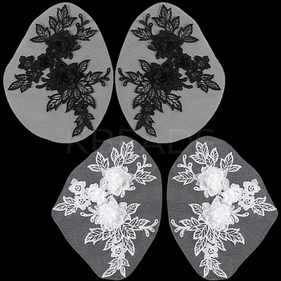 4Pcs 2 Colors Polyester Embroidery Sequin Costume Accessories DIY-CY0001-98-1