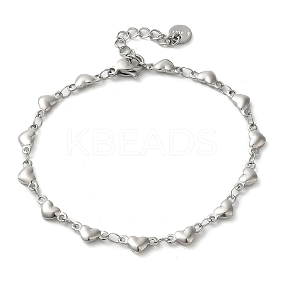 Non-Tarnish 304 Stainless Steel Heart Link Chain Bracelets for Women BJEW-K237-07P-1