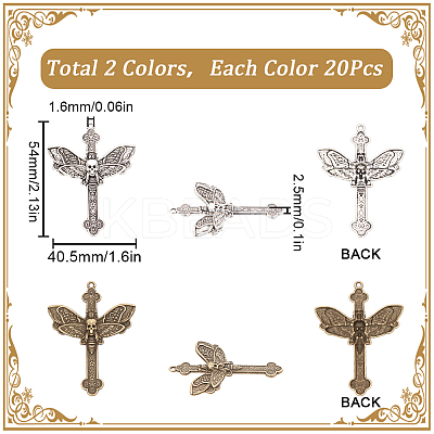 40Pcs 2 Colors Tibetan Style Alloy Big Pendants TIBE-SC0009-39-1
