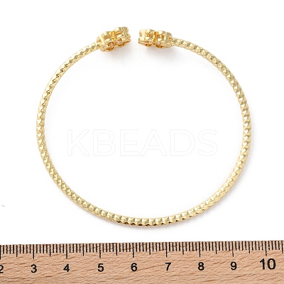 Clear Cubic Zirconia Open Cuff Bangle BJEW-G737-01G-05-1
