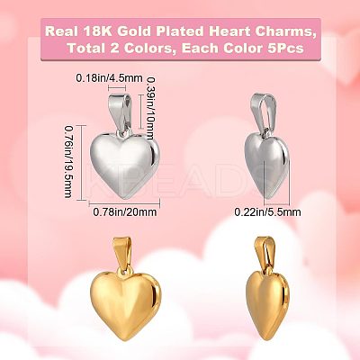 10Pcs 2 Colors 304 Stainless Steel Pendants STAS-CN0001-25-1