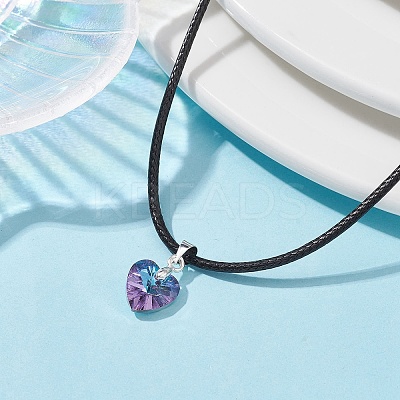 Glass Heart Pendant Necklaces NJEW-JN04476-1