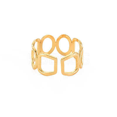 Ion Plating(IP) 304 Stainless Steel Open Geometry Wrap Cuff Ring for Women X-RJEW-S405-166G-1