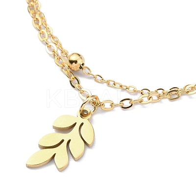 304 Stainless Steel Cable & Satellite Chains Double Layer Multi-strand Bracelet BJEW-E092-07G-1
