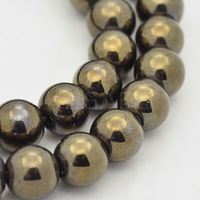Round Non-magnetic Synthetic Hematite Beads Strands G-D617-8mm-26-1