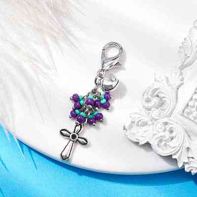 Baking Paint Glass Seed Pendant Decorations HJEW-MZ00040-03-1
