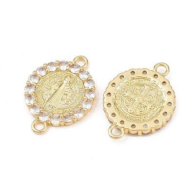 Brass Pave Cubic Zirconia Connector Charms KK-L251-21G-02-1