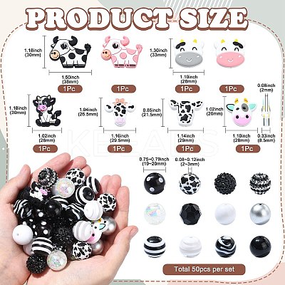 Cow Themed Silicone and  Acrylic and Resin Beads Sets DIY-CJ0002-44-1
