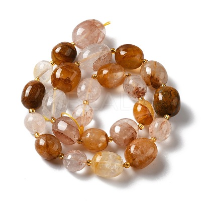 Natural Yellow Hematoid Quartz/Golden Healer Quartz Beads Strands G-B028-B08-1