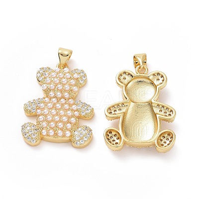 Brass Micro Pave Clear Cubic Zirconia Pendants ZIRC-F134-05G-1