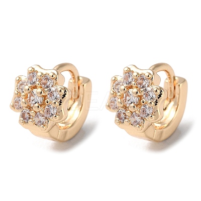 Rack Plating Brass Micro Pave Cubic Zirconia Hoop Earrings EJEW-P238-27KCG-1