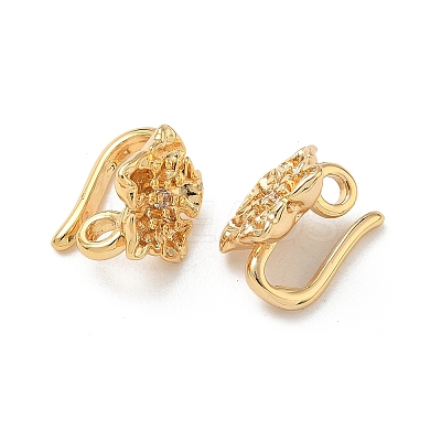 Flat Round Brass Micro Pave Cubic Zirconia Hoop Clasps KK-Z136-57E-G-1