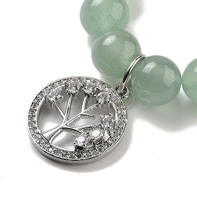 Natural Green Aventurine Round Beaded Chakra Stretch Bracelets BJEW-K251-01B-1