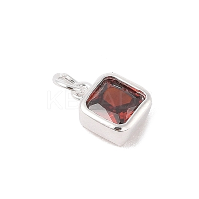 925 Sterling Silver Pave Cubic Zirconia Square Charms with Jump Rings and 925 Stamp STER-D288-05S-04-1