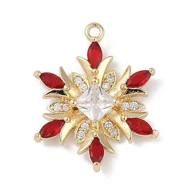 Christmas Theme Brass Micro Pave Cubic Zirconia Pendants KK-Z065-01-01G-1