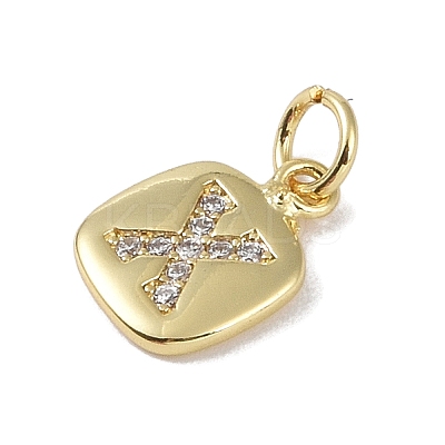 Rack Plating Brass Micro Pave CLear Cubic Zirconia Charms KK-E110-14G-X-1
