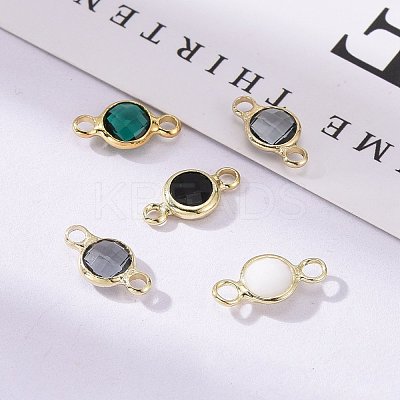 Golden Plated Glass Flat Round Links connectors KK-L094-02-1