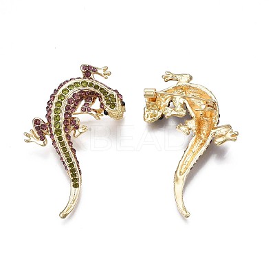 Gecko Alloy Brooch with Rhinestone JEWB-N007-079-1