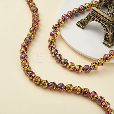 Electroplated Natural Lava Rock Beads Strands G-S352-30D-07-1