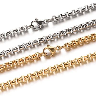 304 Stainless Steel Box Chain Necklaces NJEW-M124-08-1
