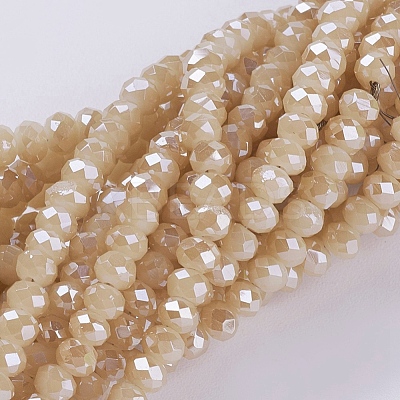 Electroplate Glass Beads Strands GLAA-F077-PL04-1