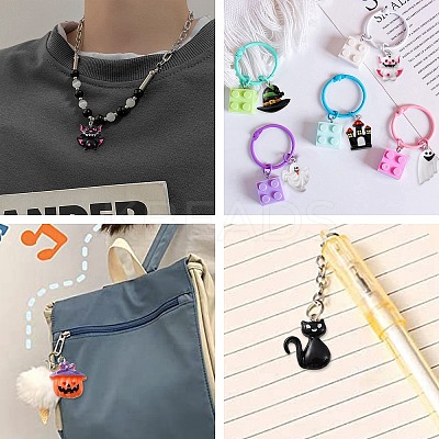 34Pcs 17 Styles Opaque Resin Pendants RESI-CJ0003-05-1