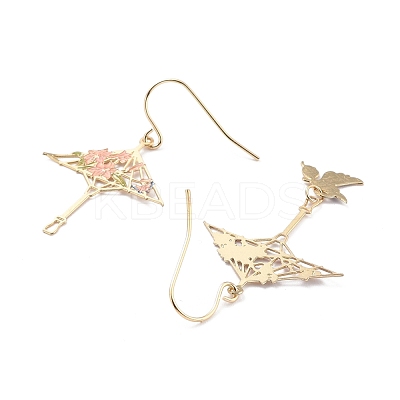 Vintage Umbrella and Butterfly Dangle Earrings for Girl Women Gift EJEW-P266-02LG-1