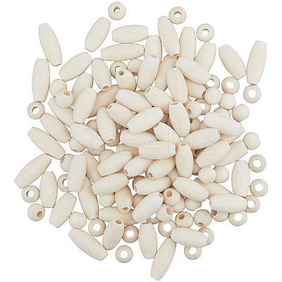 300Pcs 3 Style Natural Unfinished Wood Beads WOOD-SP0001-53-1
