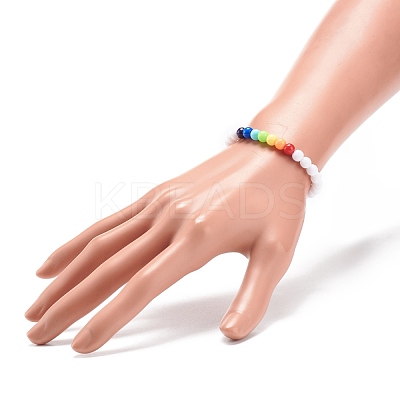 2Pcs 2 Colors Acrylic Round Beaded Stretch Bracelets Set for Kids BJEW-JB08555-02-1