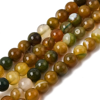 Natural Striped Agate/Banded Agate Beads Strands G-Z060-A01-A18-1